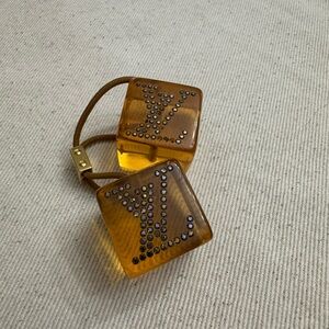 Louis Vuitton LV Orange Lucite Rhinestone Logo Hair Tie